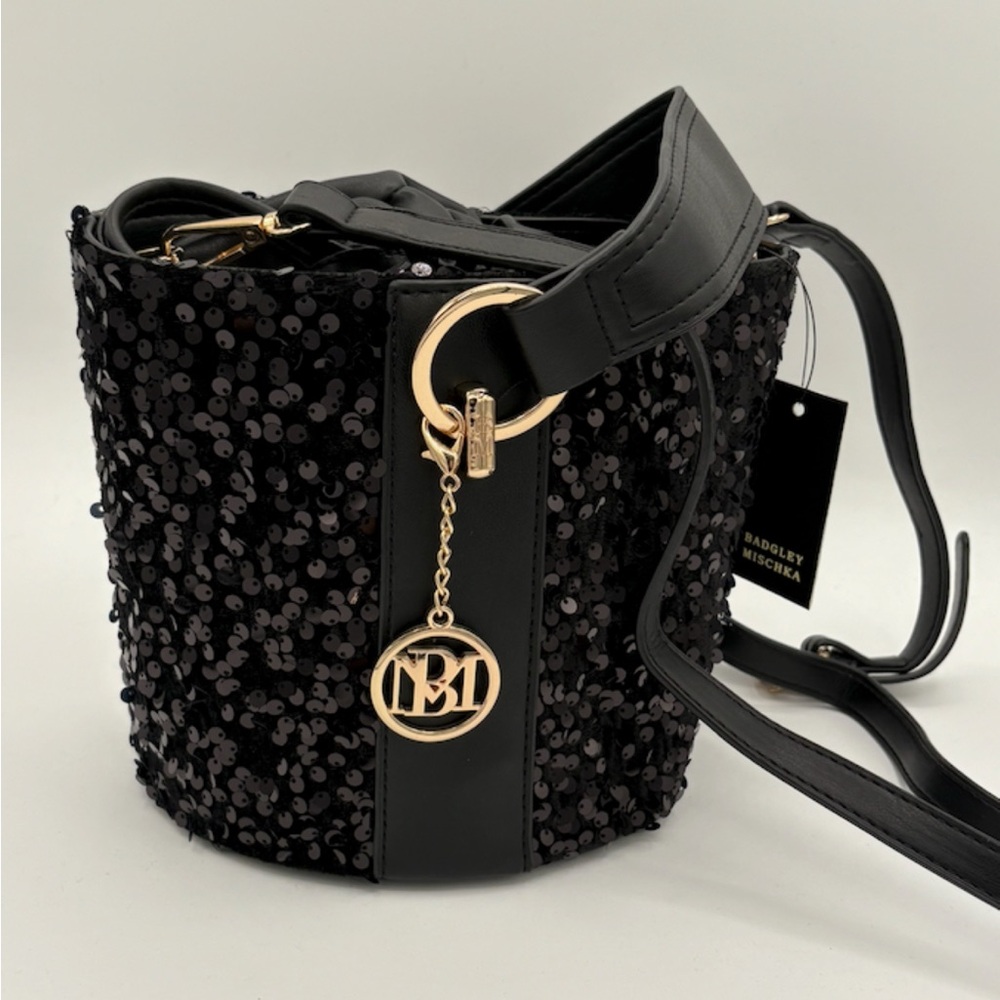 Badgley Mischka Black Sequin Crossbody Bag